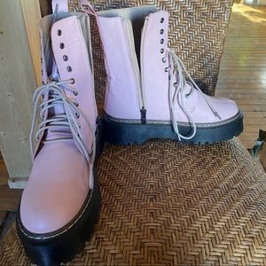 Light pink combat boots
